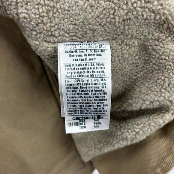 Carhartt Jacket C61 FRB Men 3XL TALL Sherpa Lined Sandstone Ridge Brown Duck VTG - Picture 7 of 16